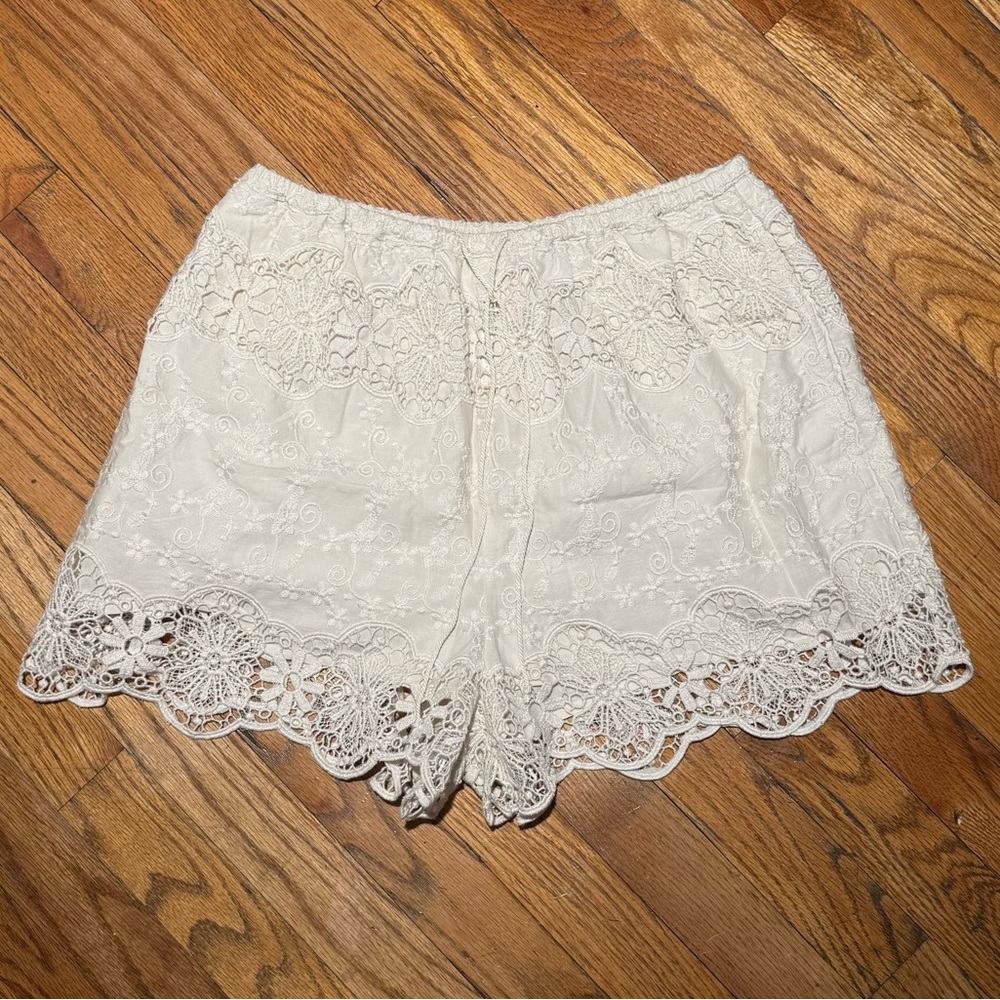 New Free People White Lace High Waist Shorts
